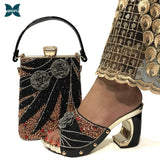 2021 New Arrival Fashionable Italian Shoes and Bag Sets Silver Color Women's Shoes with Appliques for African lady Sandals