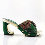 2021 New Arrival Fashionable Italian Shoes and Bag Sets Silver Color Women's Shoes with Appliques for African lady Sandals