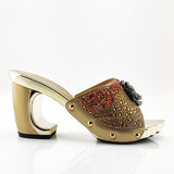 2021 New Arrival Fashionable Italian Shoes and Bag Sets Silver Color Women's Shoes with Appliques for African lady Sandals