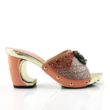 2021 New Arrival Fashionable Italian Shoes and Bag Sets Silver Color Women's Shoes with Appliques for African lady Sandals