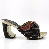 2021 New Arrival Fashionable Italian Shoes and Bag Sets Silver Color Women's Shoes with Appliques for African lady Sandals