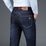 Men's Classic Relaxed Fit Flex Jean 2021 spring autumn new Four Seasons High waist Business casual black blue denim trousers