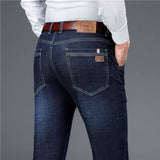 Men's Classic Relaxed Fit Flex Jean 2021 spring autumn new Four Seasons High waist Business casual black blue denim trousers