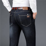 Men's Classic Relaxed Fit Flex Jean 2021 spring autumn new Four Seasons High waist Business casual black blue denim trousers