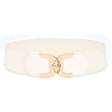 New Korean Style Windbreaker Elastic Waistband Button Decoration Wide Belt Ladies Belt Alloy Buckle Belt Dress Women Accessory
