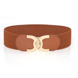 New Korean Style Windbreaker Elastic Waistband Button Decoration Wide Belt Ladies Belt Alloy Buckle Belt Dress Women Accessory