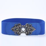 New Korean Style Windbreaker Elastic Waistband Button Decoration Wide Belt Ladies Belt Alloy Buckle Belt Dress Women Accessory