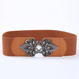 New Korean Style Windbreaker Elastic Waistband Button Decoration Wide Belt Ladies Belt Alloy Buckle Belt Dress Women Accessory