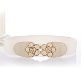 New Korean Style Windbreaker Elastic Waistband Button Decoration Wide Belt Ladies Belt Alloy Buckle Belt Dress Women Accessory