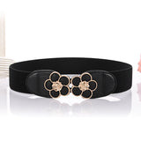 New Korean Style Windbreaker Elastic Waistband Button Decoration Wide Belt Ladies Belt Alloy Buckle Belt Dress Women Accessory
