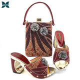 Black Color Latest Shoes and Bags Set Italian matching Sets 2020 Nigerian Shoes and Matching Bags Women Rhinestone Wedding Shoes