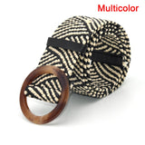 Summer Women Braided Elastic Belt Round Square Wooden Buckle Vintage Bohe Straw Buckle Belt Women Knitted Belt Dress Belt