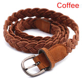 Summer Women Braided Elastic Belt Round Square Wooden Buckle Vintage Bohe Straw Buckle Belt Women Knitted Belt Dress Belt