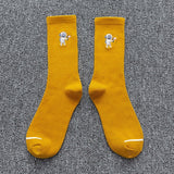 Spring and summer couple socks solid color ins tide embroidery astronaut net red fashion wild tube socks sports tide socks