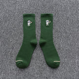 Spring and summer couple socks solid color ins tide embroidery astronaut net red fashion wild tube socks sports tide socks