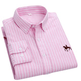 100% Cotton Oxford Plaid Solid Color Striped Shirt Tops Casual Long Sleeve Shirt Slim Fit Shirt Men Camisa Social Korean Clothes