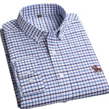 100% Cotton Oxford Plaid Solid Color Striped Shirt Tops Casual Long Sleeve Shirt Slim Fit Shirt Men Camisa Social Korean Clothes