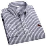 100% Cotton Oxford Plaid Solid Color Striped Shirt Tops Casual Long Sleeve Shirt Slim Fit Shirt Men Camisa Social Korean Clothes
