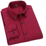 100% Cotton Oxford Plaid Solid Color Striped Shirt Tops Casual Long Sleeve Shirt Slim Fit Shirt Men Camisa Social Korean Clothes
