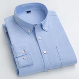 100% Cotton Oxford Plaid Solid Color Striped Shirt Tops Casual Long Sleeve Shirt Slim Fit Shirt Men Camisa Social Korean Clothes
