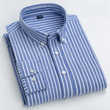 100% Cotton Oxford Plaid Solid Color Striped Shirt Tops Casual Long Sleeve Shirt Slim Fit Shirt Men Camisa Social Korean Clothes