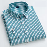 100% Cotton Oxford Plaid Solid Color Striped Shirt Tops Casual Long Sleeve Shirt Slim Fit Shirt Men Camisa Social Korean Clothes
