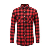 Dioufond Mens Pocket Flannel Plaid Cotton Shirt Long Sleeve Checkered Casual Slim Fit Black Warm Autumn Winter Shirts New