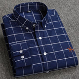 100% Cotton Oxford Plaid Solid Color Striped Shirt Tops Casual Long Sleeve Shirt Slim Fit Shirt Men Camisa Social Korean Clothes
