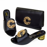 2020 New blue Matching Shoes and Bag Set In Heels African Shoes and Matching Bags Italian Pumps Matching Shoe and Bag Set