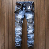 2021 New Men's Jeans European  American Slim Zipper Leisure Cotton Straight-tube Men's Washed Trousers Hot Sale