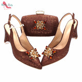 2020 Silver Color Mature Style Office Lady African Women Shoes and Bag Set Italian Ladies Matching Shoes and Bag Set