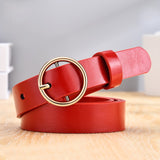 Dressing ladies leather professional dress belt new round pin buckle leather wild jeans with narrow fashion students 2021 New