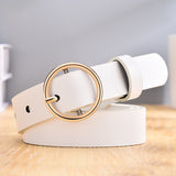 Dressing ladies leather professional dress belt new round pin buckle leather wild jeans with narrow fashion students 2021 New