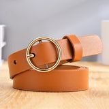 Dressing ladies leather professional dress belt new round pin buckle leather wild jeans with narrow fashion students 2021 New