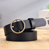 Dressing ladies leather professional dress belt new round pin buckle leather wild jeans with narrow fashion students 2021 New