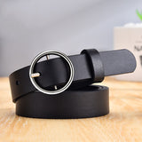 Dressing ladies leather professional dress belt new round pin buckle leather wild jeans with narrow fashion students 2021 New