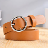 Dressing ladies leather professional dress belt new round pin buckle leather wild jeans with narrow fashion students 2021 New