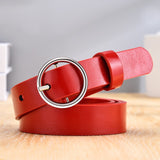 Dressing ladies leather professional dress belt new round pin buckle leather wild jeans with narrow fashion students 2021 New