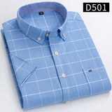 S~7xl Cotton Shirts for Men Short Sleeve Summer  Plus Size Plaid Shirt Striped Male Shirt Business Casual White New Regular Fit