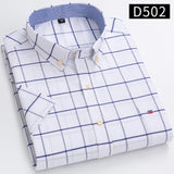 S~7xl Cotton Shirts for Men Short Sleeve Summer  Plus Size Plaid Shirt Striped Male Shirt Business Casual White New Regular Fit
