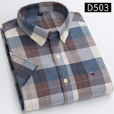 S~7xl Cotton Shirts for Men Short Sleeve Summer  Plus Size Plaid Shirt Striped Male Shirt Business Casual White New Regular Fit