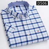 S~7xl Cotton Shirts for Men Short Sleeve Summer  Plus Size Plaid Shirt Striped Male Shirt Business Casual White New Regular Fit