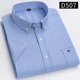 S~7xl Cotton Shirts for Men Short Sleeve Summer  Plus Size Plaid Shirt Striped Male Shirt Business Casual White New Regular Fit