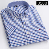 S~7xl Cotton Shirts for Men Short Sleeve Summer  Plus Size Plaid Shirt Striped Male Shirt Business Casual White New Regular Fit
