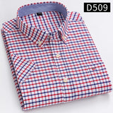S~7xl Cotton Shirts for Men Short Sleeve Summer  Plus Size Plaid Shirt Striped Male Shirt Business Casual White New Regular Fit