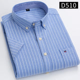 S~7xl Cotton Shirts for Men Short Sleeve Summer  Plus Size Plaid Shirt Striped Male Shirt Business Casual White New Regular Fit