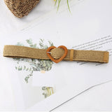 Vintage Boho Braided Waist Belt Summer Solid Female Belt Round Wooden Smooth Buckle Fake Straw Wide Belts For Women Hot Sale