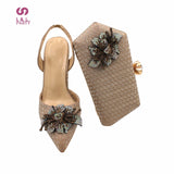 2021 New Design Rainbow Color Matching Shoes and Bag Set In Heels African Multi Pointed Toes Pumps for Party