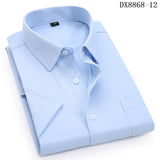 Men's Casual Dress Short Sleeved Shirt Summer White Blue Pink Black Male Regular Fit Shirt Men Social Shirts 4XL 5XL 6XL 7XL 8XL