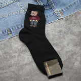 Cartoon gentleman bear Men's Socks Cotton Harajuku Skateboard Socks winter warm Novelty Breathable Sox Christmas Gift